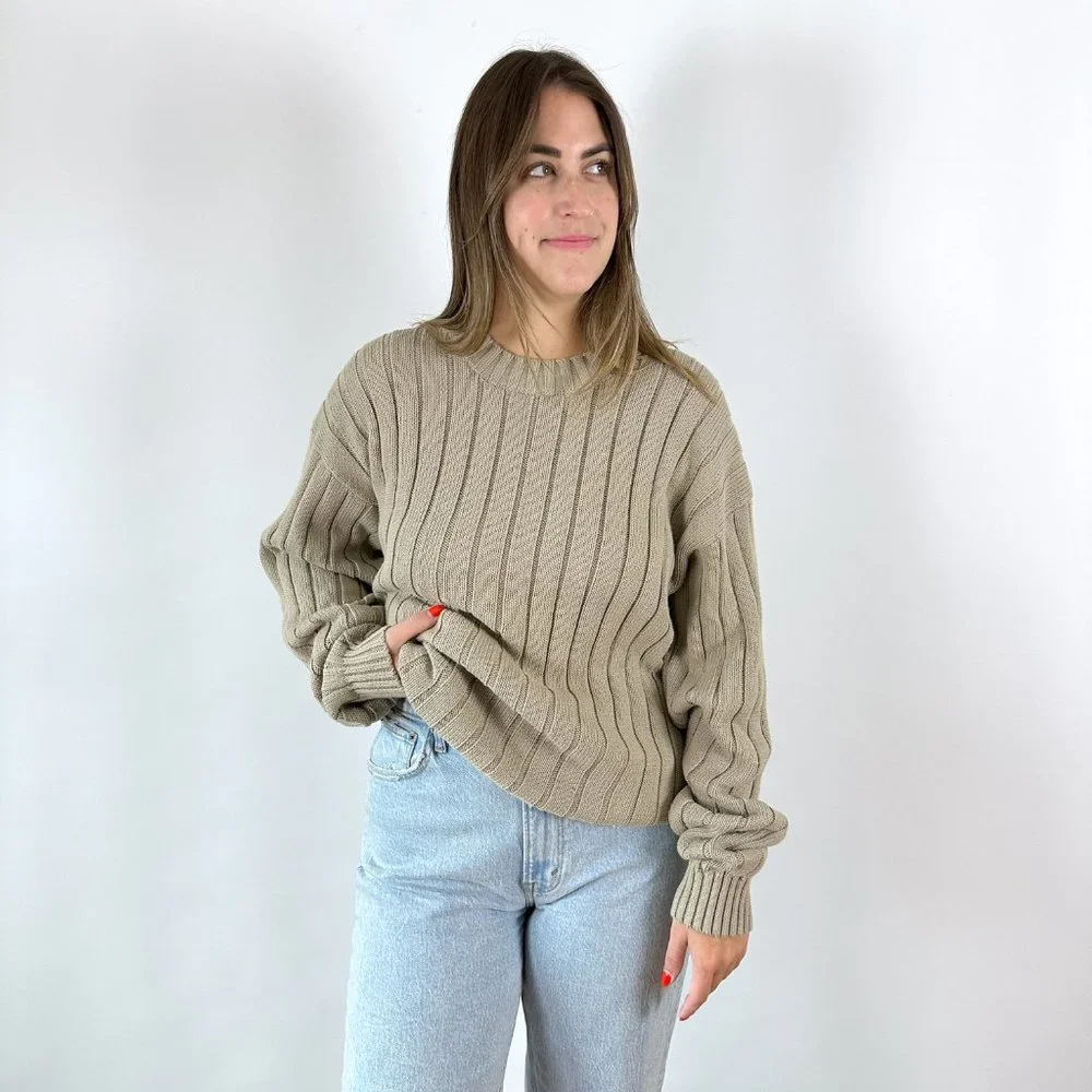 Vintage Neutral Oversized Chunky Knit Sweater - Picture 5 of 6